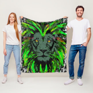 Manta Polar Cabeza de león verde - Funda de la cara de león