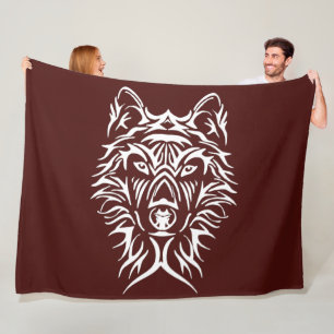 Manta Polar Cabeza de lobo blanco sobre rojo de sangre