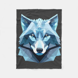 Manta Polar Cabeza de lobo geométrica azul