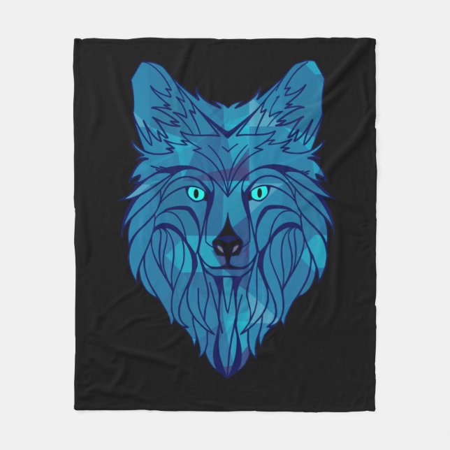 Manta Polar Cabeza de Lobo Poli Azul (Anverso)
