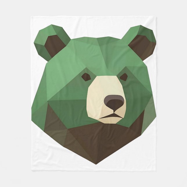 Manta Polar Cabeza de oso geométrico Low Poly (Anverso)