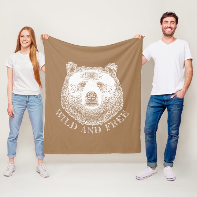 Manta Polar Cabeza De Oso, Silvestre Y Libre, Ilustracion Derr (In situ)