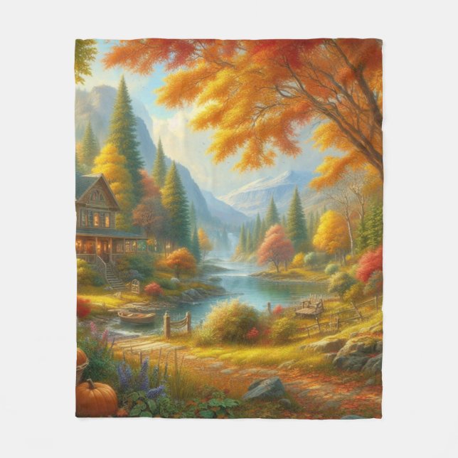 Manta Polar Cabina Acogedora En El Bosque (Anverso)