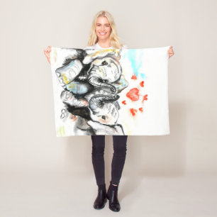 Manta Polar Cables Pareja Elefante Bebé Fleece Blanket