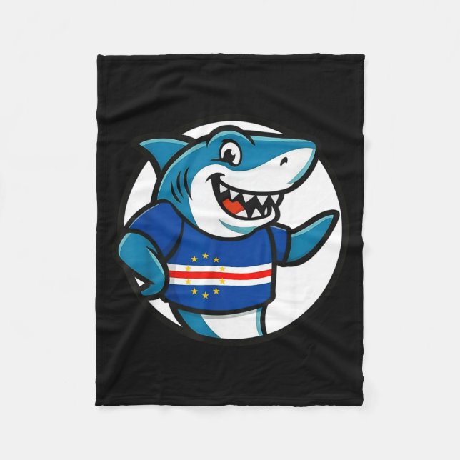 Manta Polar Cabo Verde Flag Shark Funny Cabo Verdean  (Anverso)