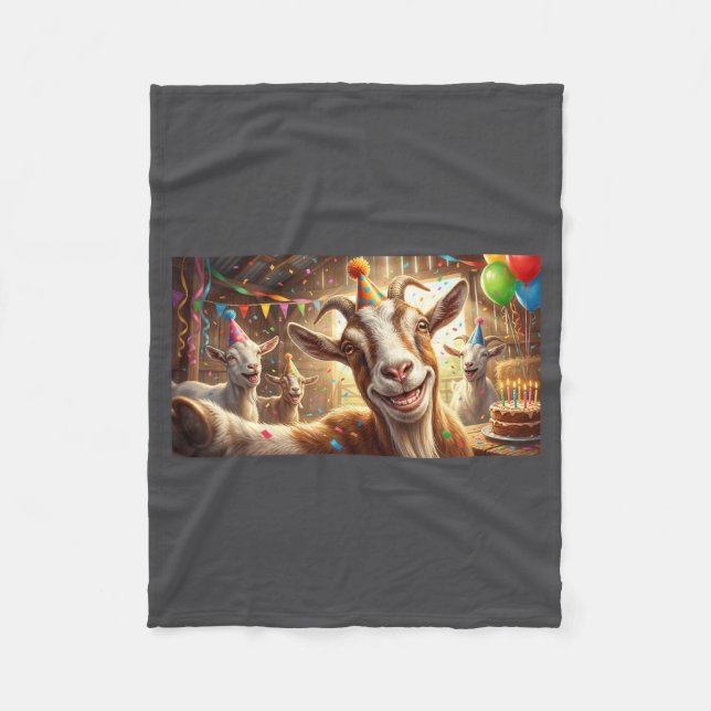 Manta Polar Cabra Divertida Cumpleaños Selfie Fiesta Animal de (Anverso)