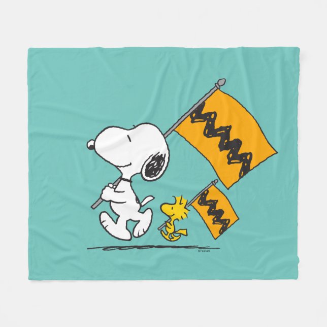 Manta Polar Cacahuetes | Banderas Snoopy & Woodstock (Frente (Horizontal))