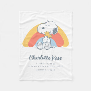 Manta Polar Cacahuetes   Bebé arcoiris Snoopy y Woodstock