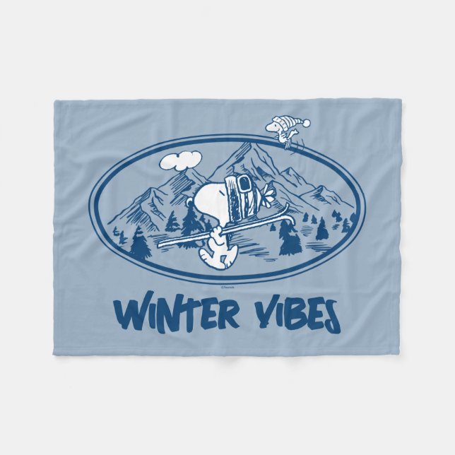 Manta Polar Cacahuetes | Esquí Snoopy & Woodstock (Frente (Horizontal))