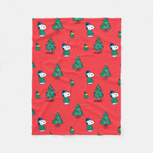 Manta Polar Cacahuetes   Navidades rojos Snoopy y Woodstock