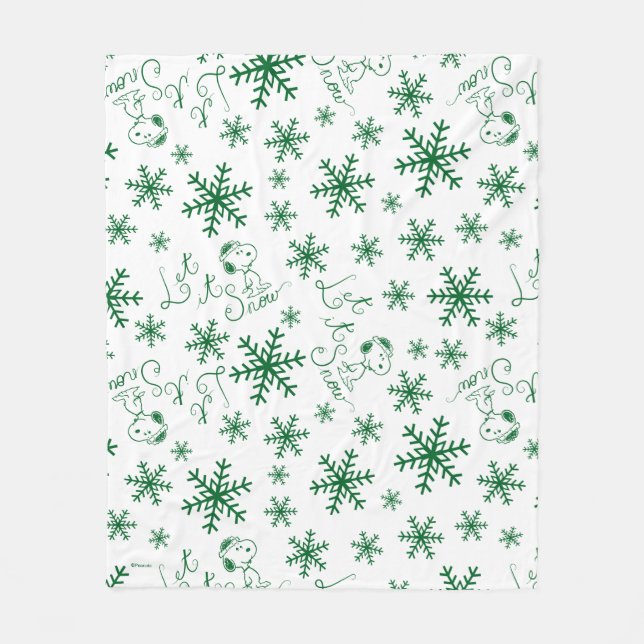 Manta Polar Cacahuetes | Navidades Snoopy Let It Snow Pattern (Anverso)