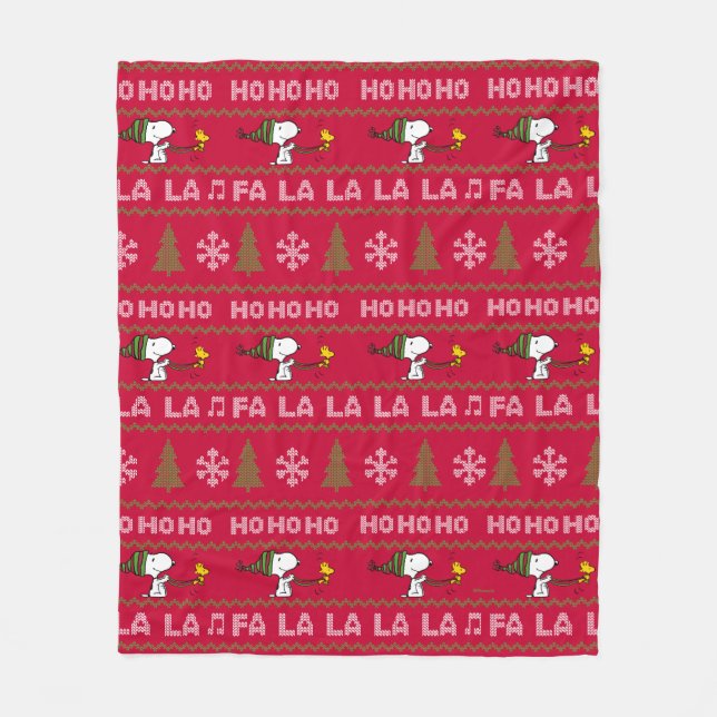 Manta Polar Cacahuetes | Navidades Snoopy y Woodstock Sweater (Anverso)