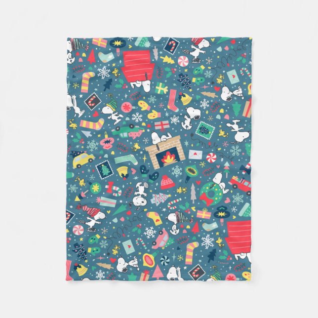 Manta Polar Cacahuetes | Patrón de vacaciones Snoopy (Anverso)