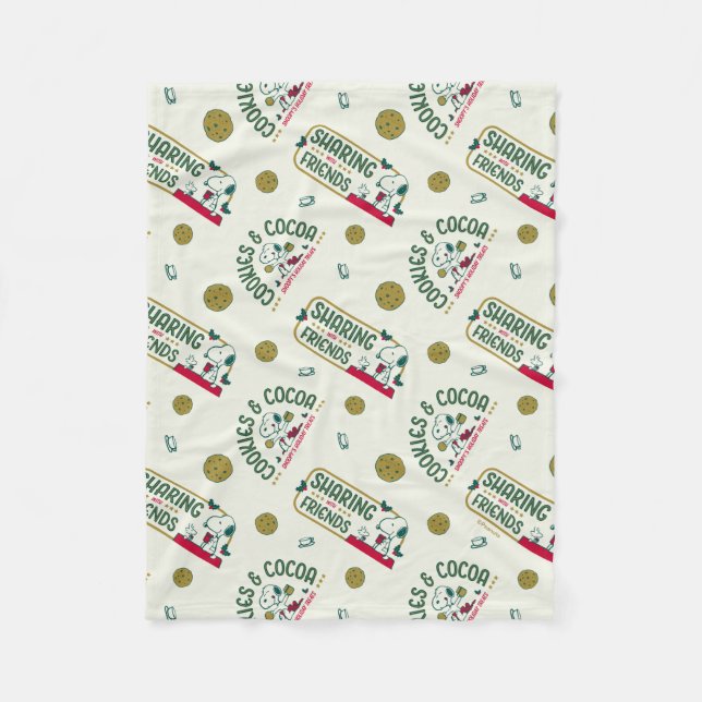 Manta Polar Cacahuetes | Patrón Snoopy & Woodstock Hot Cocoa (Anverso)