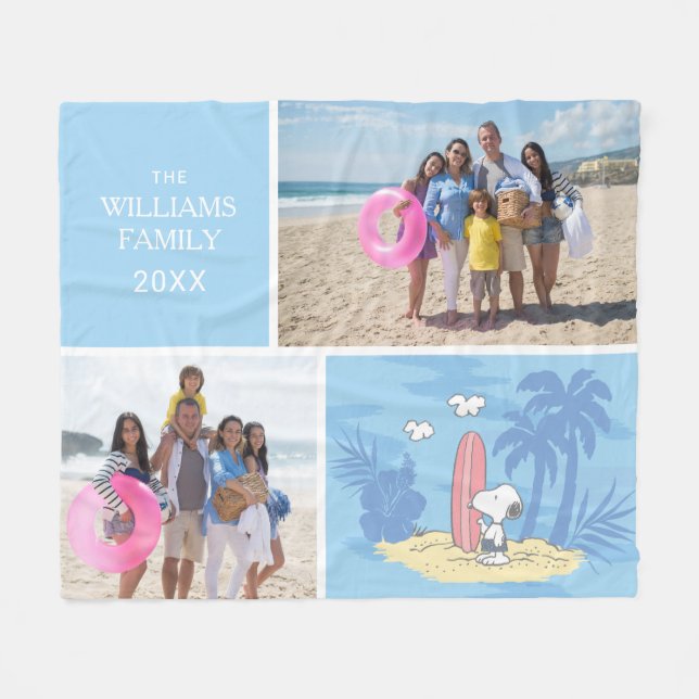 Manta Polar Cacahuetes | Playa Snoopy | Añadir su nombre y fot (Frente (Horizontal))