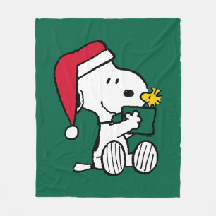 Manta Polar Cacahuetes   Regalo Snoopy Santa & Woodstock
