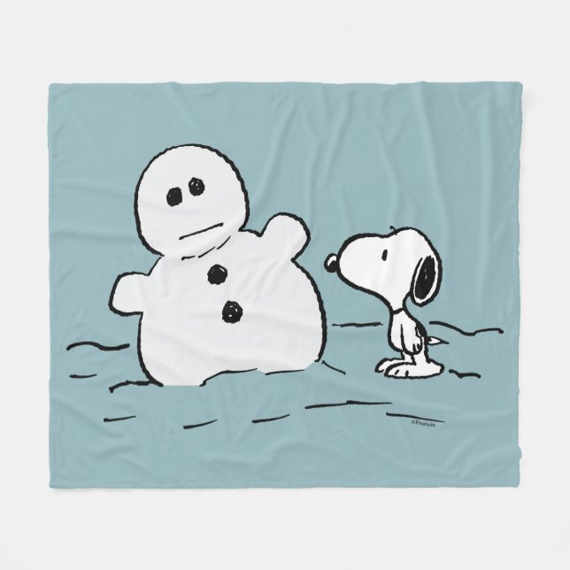 Manta Polar Cacahuetes | Snoopy Construye Un Hombre De Nieve (Frente (Horizontal))