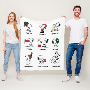 Manta Polar Cacahuetes   Snoopy Navidades Holiday Moods