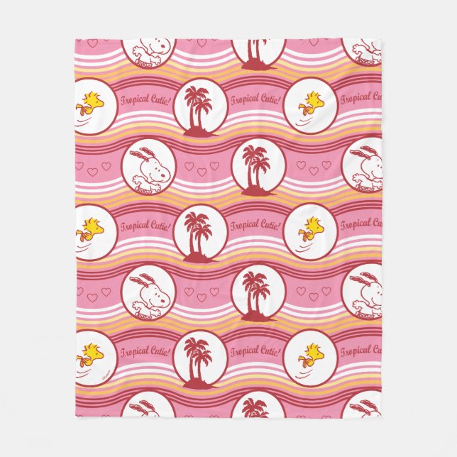 Manta Polar Cacahuetes | Snoopy & Woodstock Tropical Cutie (Anverso)
