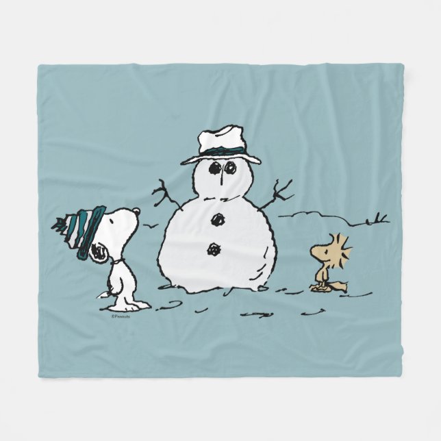 Manta Polar Cacahuetes | Snoopy y Woodstock construyen un muñe (Frente (Horizontal))