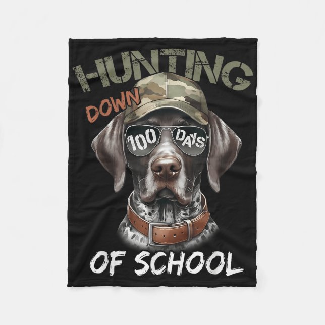 Manta Polar Cacería de buck por 100 días de perro escolar 100  (Anverso)