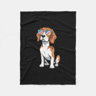 Manta Polar Cachorro Beagle con gafas de sol divertido perro d