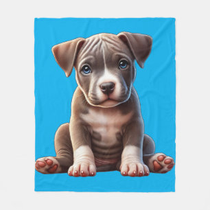 Manta Polar Cachorro con ojos azules sentados y con aspecto in