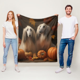 Manta Polar Cachorro de galgo afgano Otoño Delicia Calabaza
