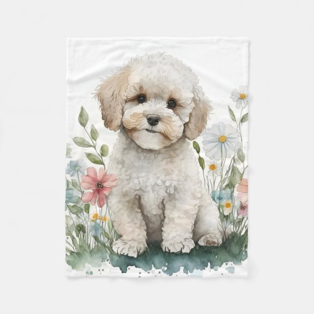 Manta Polar Cachorro de perro caniche adorable (Anverso)