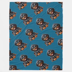 Manta Polar Cachorro de Rottweiler en sudadera encapuchada