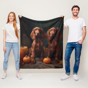Manta Polar Cachorro de Setter Rojo Irlandés Delicia de Otoño 
