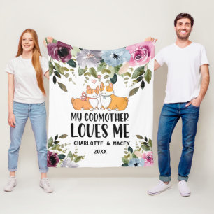 Manta Polar Cachorro floral que mi padrina me ama personalizad