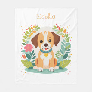 Manta Polar Cachorro Perro Floral Adorable 