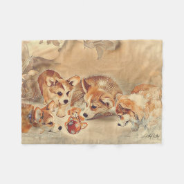 Manta Polar Cachorros de Corgi galés