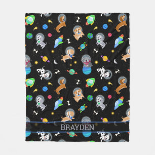 Manta Polar Cachorros En El Espacio Acuarela Perros Astronauta