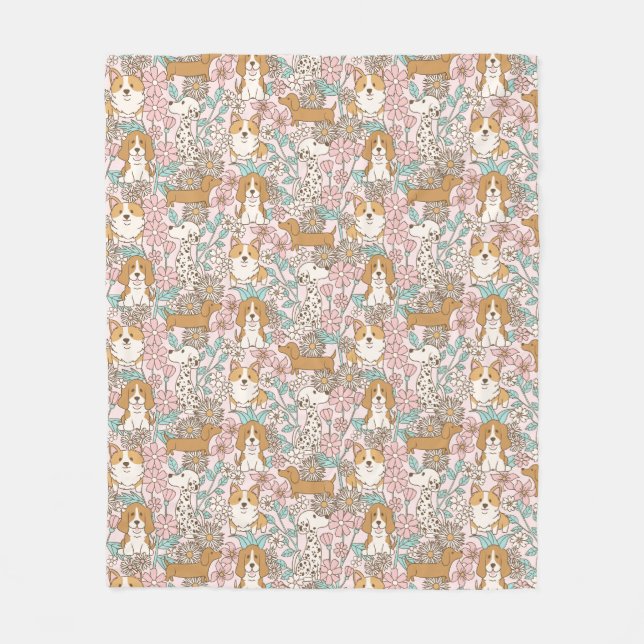 Manta Polar Cachorros florales (Anverso)