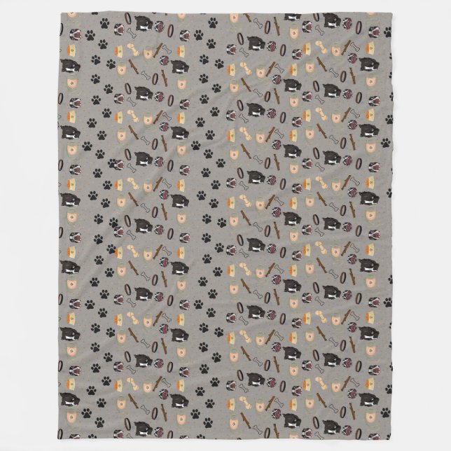 Manta Polar Cachorros y huellas digitales en zorba marrón (Anverso)