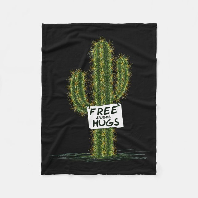 Manta Polar Cactus Cacti Funny Art Humor Sweet Hugs  (Anverso)