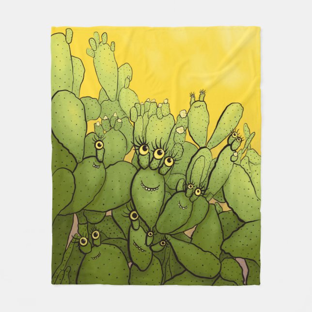 Manta Polar Cactus Cactus Green Yellow Succulent (Anverso)