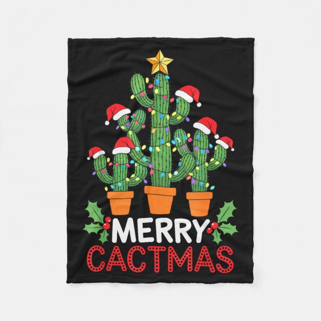 Manta Polar Cactus Christmas Tree Funny Merry Cactmas Cactus M (Anverso)