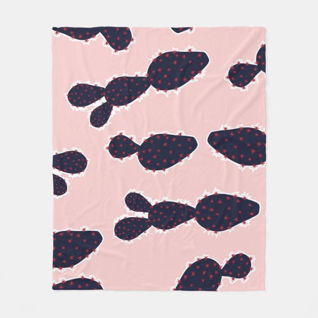 Manta Polar Cactus Cuteness: Patrones Pastel Dulce (Anverso)