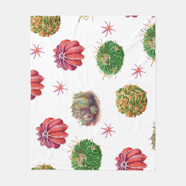 Manta Polar Cactus Floral: fondo acuarela (Anverso)