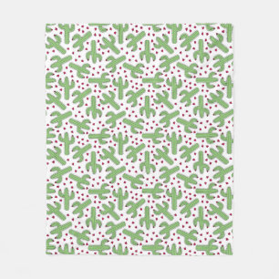 Manta Polar Cactus ilustrado y modelo de flores rosado