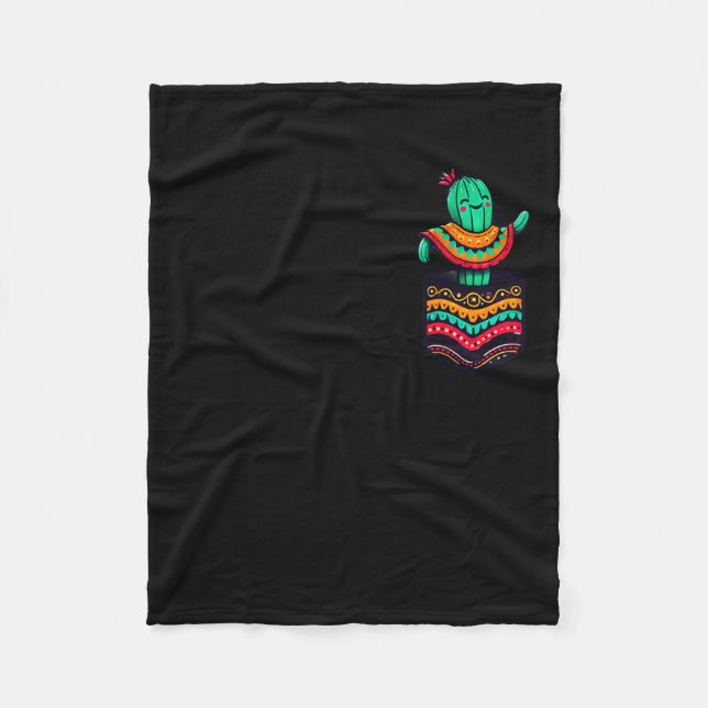 Manta Polar Cactus lindo bolsillo serape cinco de mayo mexican (Anverso)