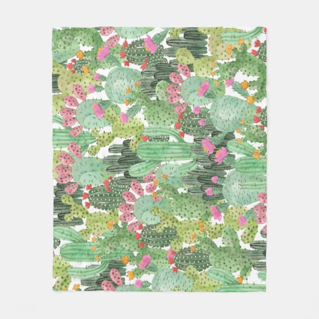 Manta Polar Cactus pintado a mano: verde desierto (Anverso)