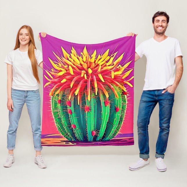 Manta Polar Cactus vibrante en floración (In situ)