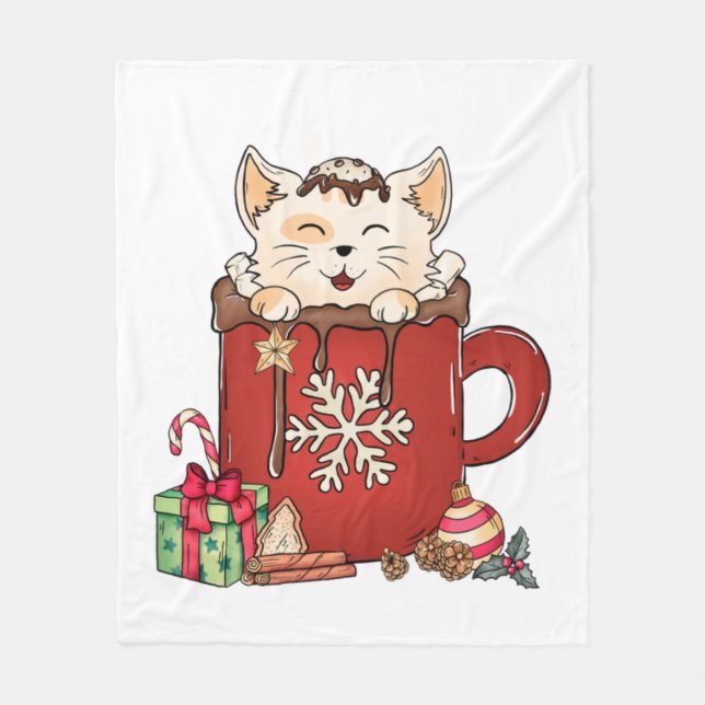 Manta Polar Café chocolate con chocolate para Navidades de fel (Anverso)