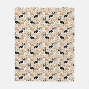 Manta Polar Café del Corgi - diseño del Corgi de la rebeca
