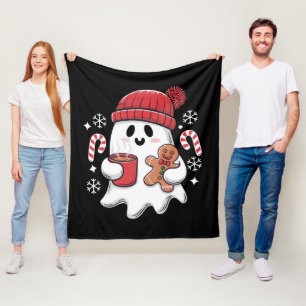 Manta Polar Café Navideño Fantasma Lindo Helado Retro Café de