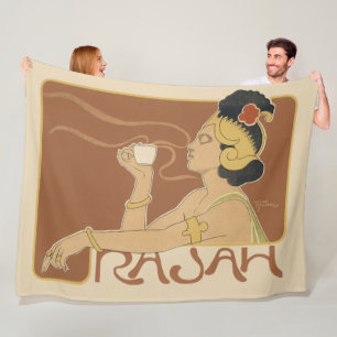Manta Polar Café Rajah Art Nouveau Vintage, Dama con Café